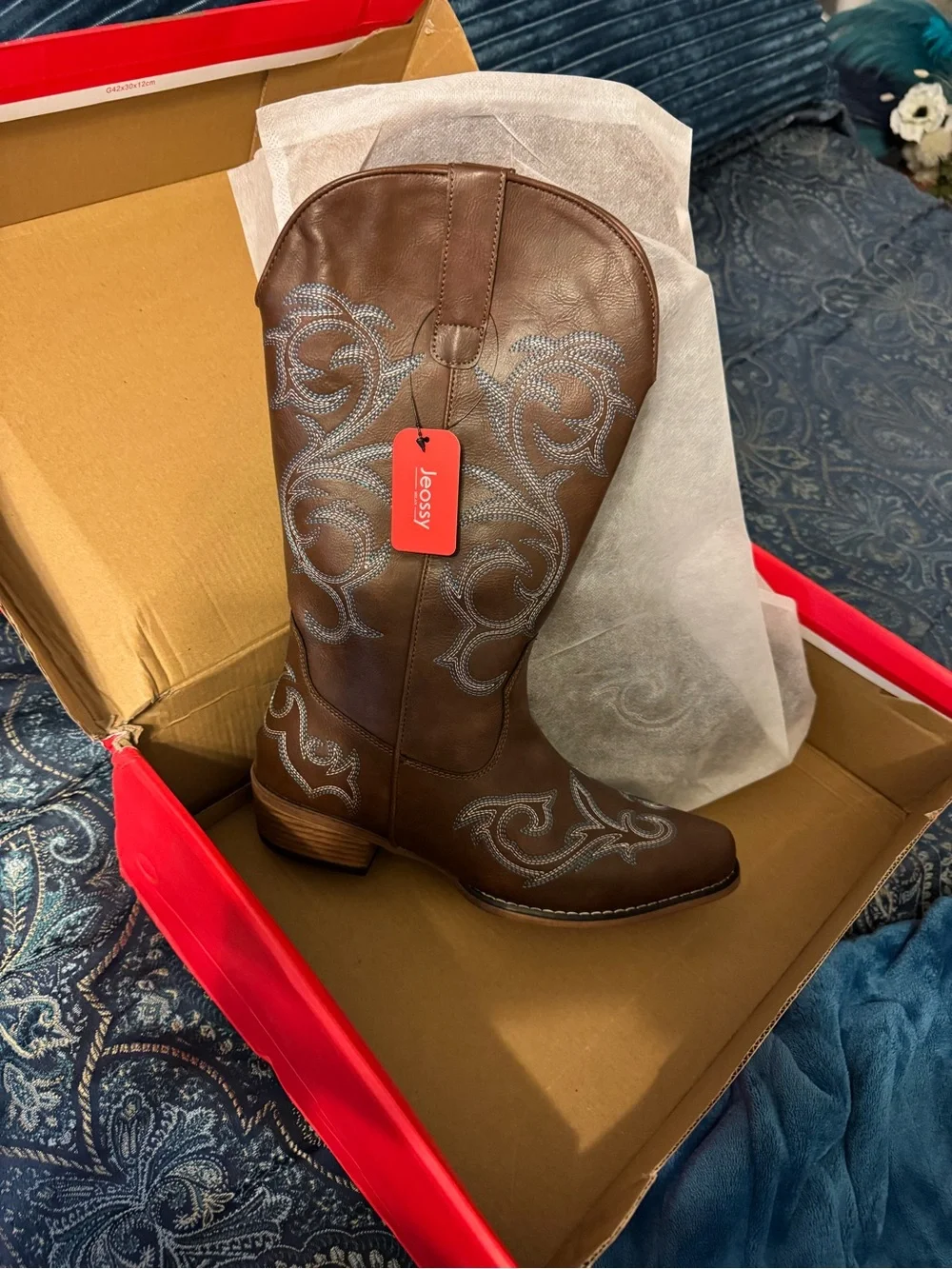 Brown Embroidered Western Cowboy Boots